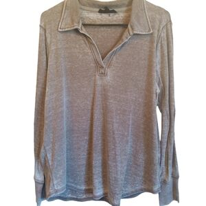 CLEARANCE SALE!! Taupe Long Sleeve Henley Top with Collar.